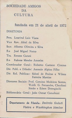 Sociedade Amigos da Cultura e Departamento Filatélico