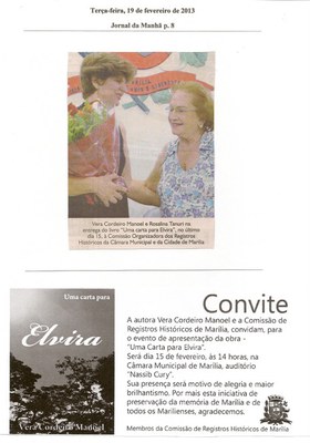 2013 239 Lançamento do livro Elvira de Vera Cordeir Manoel - Jornal da Manhã 19-02-2013.jpg