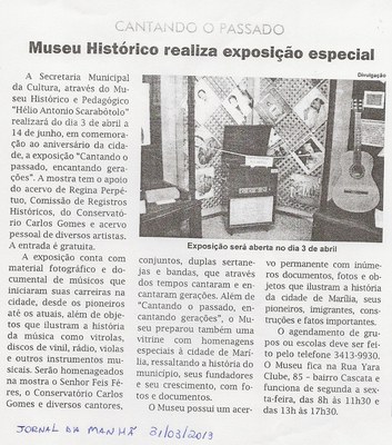 2013 241 Museu Histórico realiza exposição especial - Jornal da Manhã 31-03-2013.jpg