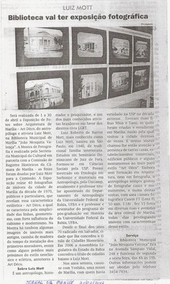 2013 243 Biblioteca vai ter exposição fotográfica de Luiz Mott - Jornal da Manhã 31-03-2013.jpg