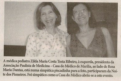 2013 254 28ª Noite dos Pioneiros - Zilda Maria Tosta Ribeiro e Rosa Maria Dantas - Correio Mariliense 05-05-2013.jpg