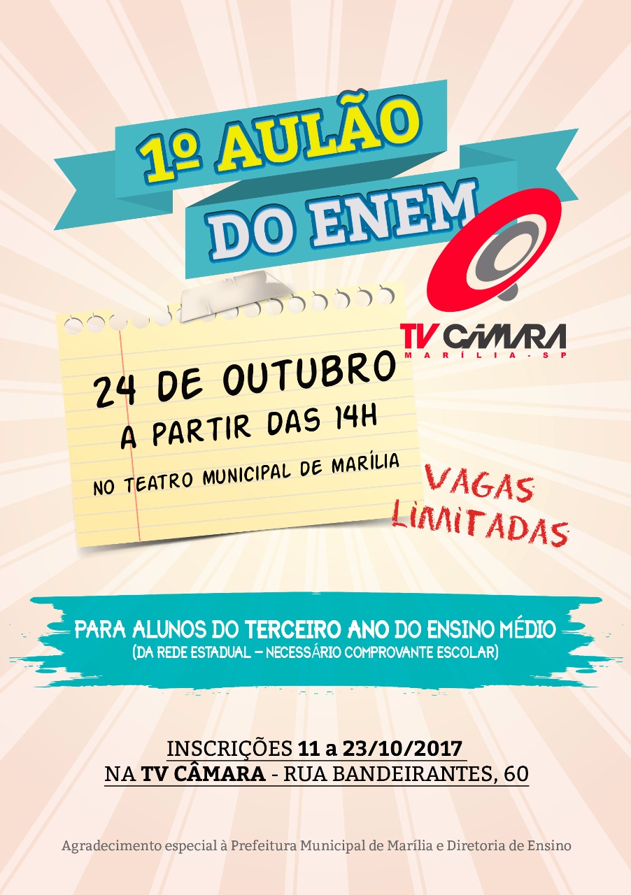 TV Câmara promove "1º Aulão do Enem" no Teatro